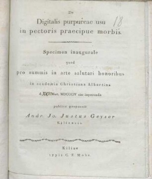 De Digitalis purpureae usu in pectoris praecipue morbis : Specimen inaugurale