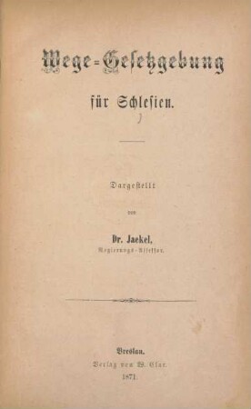 Wege-Gesetzgebung für Schlesien