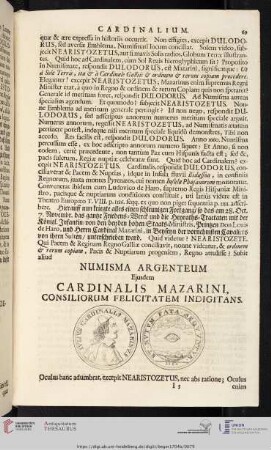 Numisma Argenteum Ejusdem Cardinalis Mazarini [...]