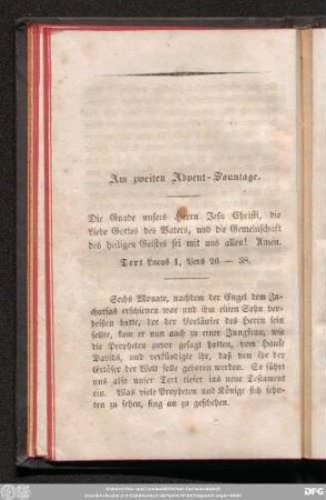 Am zweiten Advent-Sonntage.