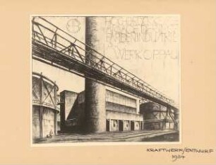 I.G.-Farben, Oppau Kraftwerk: Perspektivische Ansicht