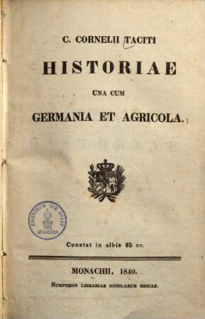 C. Cornelii Taciti Historiae