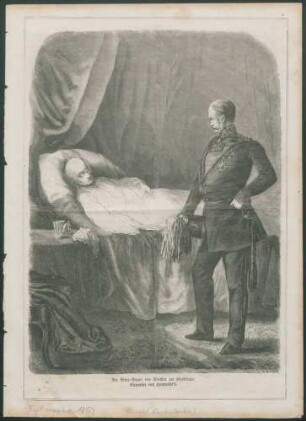 Der Prinz=Regent von Preußen am Sterbelager Alexander von Humboldt's.