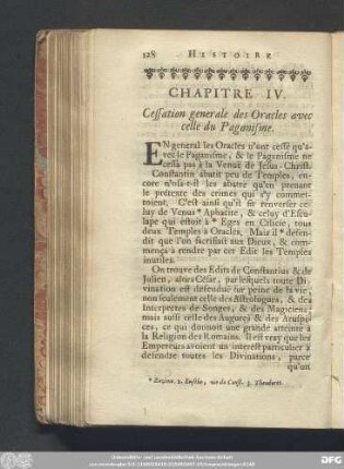 Chapitre IV. Cessation generale des Oracles avec celle du Paganisme.