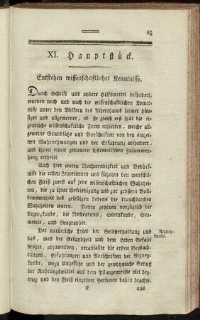 XI. Hauptstück. Enstehen wissenschaftlicher Kenntnisse.