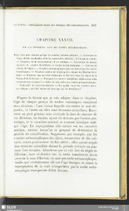 Chapitre XXXVII. Sur les différents ages des roches métamorphiques