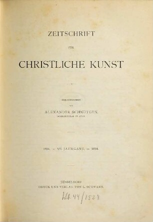 Zeitschrift für christliche Kunst. 7. 1894
