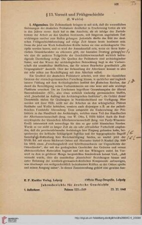 § 13. Vorzeit und Frühgeschichte