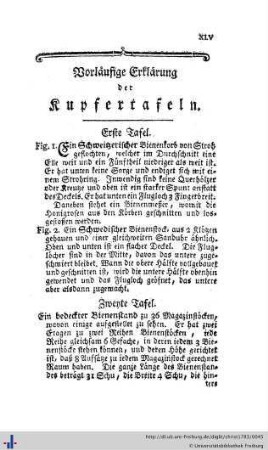 Vorläufige Erklärung der Kupfertafeln.