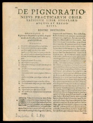 De Pignorationibus Practicarum Observationum Liber Singularis Auctus Et Recognitus.