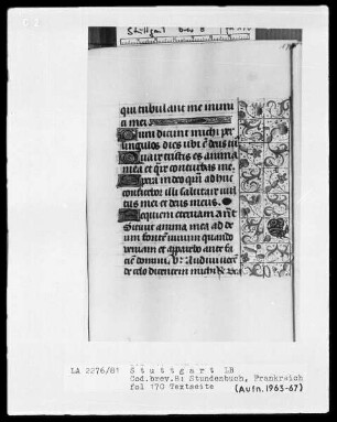 Lateinisch-französisches Stundenbuch — Bordüre mit Vogel, Folio 170 recto