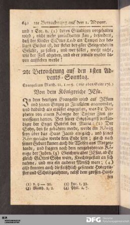 2te Betrachtung auf den 1sten Advents-Sonntag