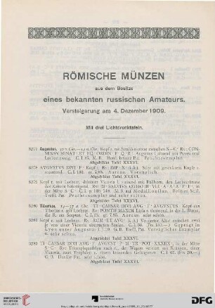Römische Münzen aus dem Besitze eines bekannten russischen Amateurs (Nr. 3277-3355)