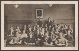 Ansichtskarte Klassenraum der Berliner Volksschule, Tempelhofer Ufer