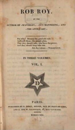 Rob Roy : in three volumes, 1