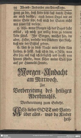 Morgen-Andacht am Mittwoche