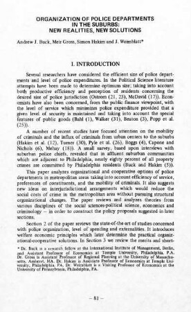 81-102, Organization of police departments in metropolitan areas: New realities, new solutions