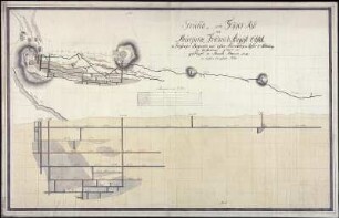 Grund- und Saigerriss vom Churprinz Friedrich August Erbstollen, Masstab von 80 Lachtern, kolorierte Handzeichnung, 1788