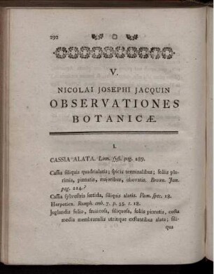 V. Observationes botanicæ.