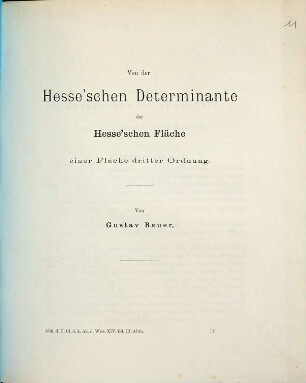 Von der Hesse'schen Determinante der Hesse'schen Fläche einer Fläche dritter Ordnung