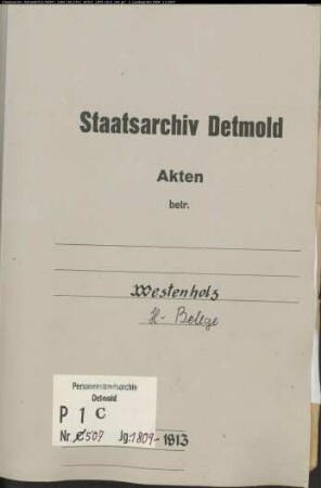 Belegakten zum Heiratsregister der katholischen Gemeinde Westenholz, Kreis Paderborn (1809-1813)