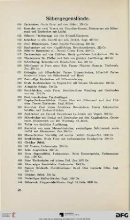 Silbergegenstände (Nr. 610-669)