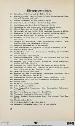 Silbergegenstände (Nr. 610-669)
