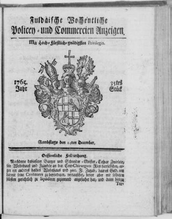 35tes Stück, Ausgabe vom 14. December 1765