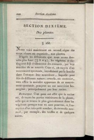 Section Dixième. Des plantes.