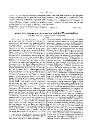 Wesen und Grenzen der Arbeitsschule und des Werkunterrichts : (Schluß)