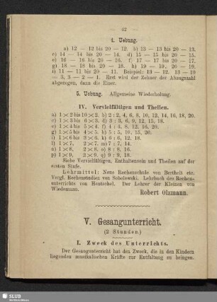 V. Gesangunterricht