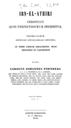 Vol. 1: al- Kāmil fi 't-taʾrīḫ