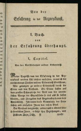 1-4, I. Capitel. Von der Verschiedenheit unserer Erkenntniß.