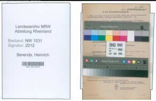 Entnazifizierung Heinrich Berends , geb. 26.02.1889 (Zollinspektor)