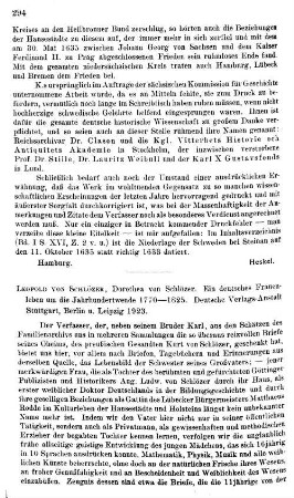 Schlözer, Leopold von :: Dorothea von Schlözer, ein deutsches Frauenleben um die Jahrhundertwende 1770 - 1825 : Berlin u.a., Dt. Verl.-Anst, 1923