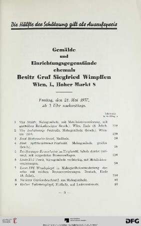 Freitag, den 21. Mai 1937, ab 3 Uhr nachmittags (Nr. 1-180)