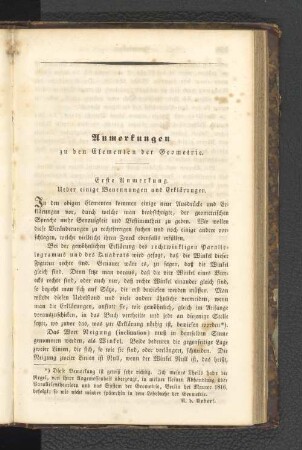 Anmerkungen zu den Elementen der Geometrie.