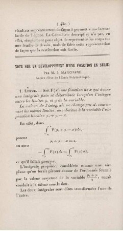 Note sur un développement d'une fonction en série.
