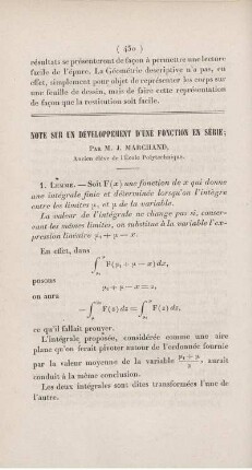 Note sur un développement d'une fonction en série.
