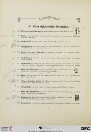 V. Blau dekoriertes Porzellan (Nr. 306-370)