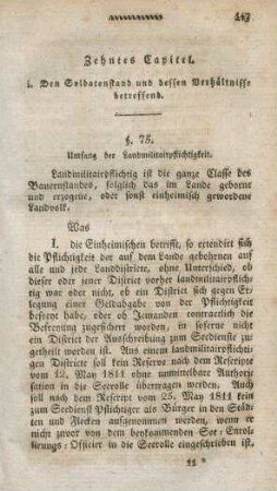Zehntes Capitel. i. Den Soldatenstand und dessen Verhältnisse betreffend