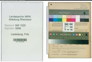 Entnazifizierung Fritz Lauterjung , geb. 04.02.1915 (Kaufmaennischer Angestellter)
