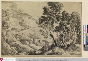 [Ansicht der Campagna Romana; Zwei Männer in den Bergen]