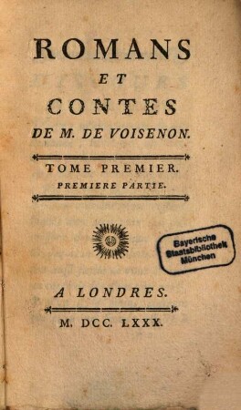 Romans Et Contes De M. De Voisenon. 1