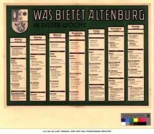Originaltitel: Was bietet Altenburg in dieser Woche 28. März bis 3. April 1949 Mitgeteilt vom Städtischen Kulturamt Altenburg