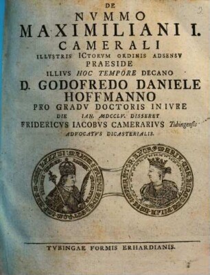 De Nvmmo Maximiliani I. Camerali