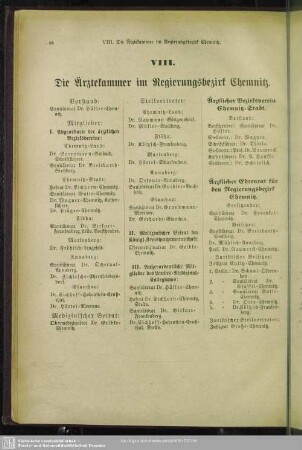 VIII. Die Ärztekammer im Regierungsbezirk Chemnitz