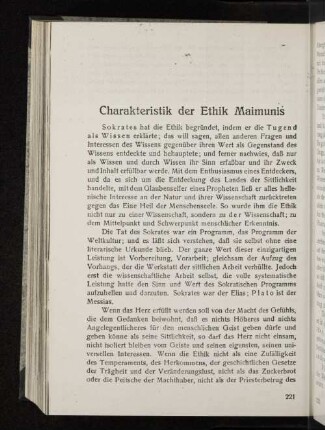 Charakteristik der Ethik Maimunis