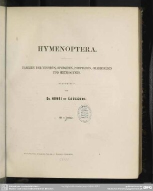 Zoologischer Theil ; Bd.2, [Abth. 1]: Hymenoptera