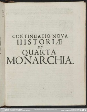Continuatio Nova Historiae De Quarta Monarchia